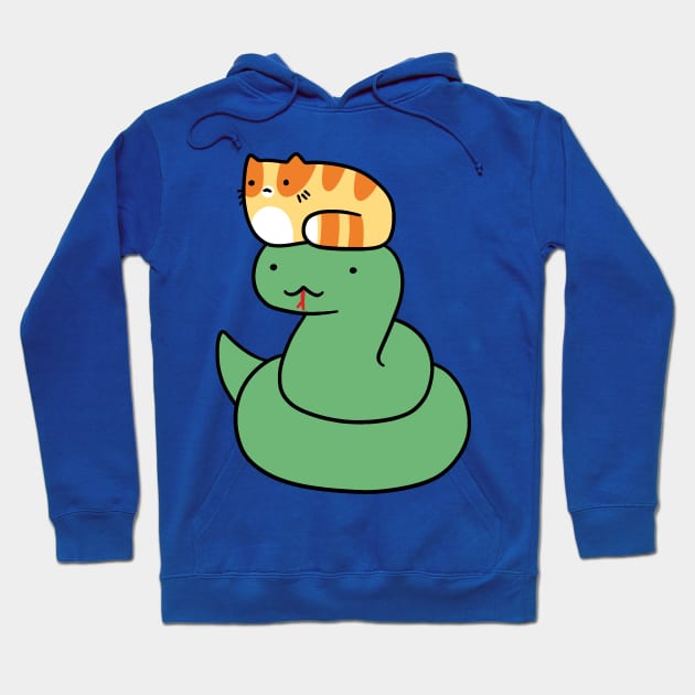 Snake and Little Orange Tabby Cat Hoodie by saradaboru